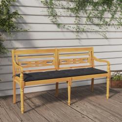 Banc avec coussin anthracite 150 cm Bois de teck massif