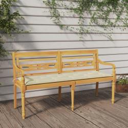 Banc avec coussin cr&egrave;me 150 cm Bois de teck massif