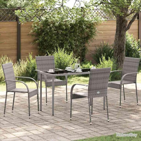 Chaises empilables d'ext�rieur lot de 4 Gris R�sine tress�e