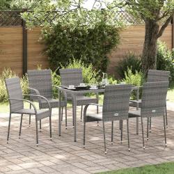 Chaises empilables d'ext&eacute;rieur lot de 6 Gris R&eacute;sine tress&eacute;e