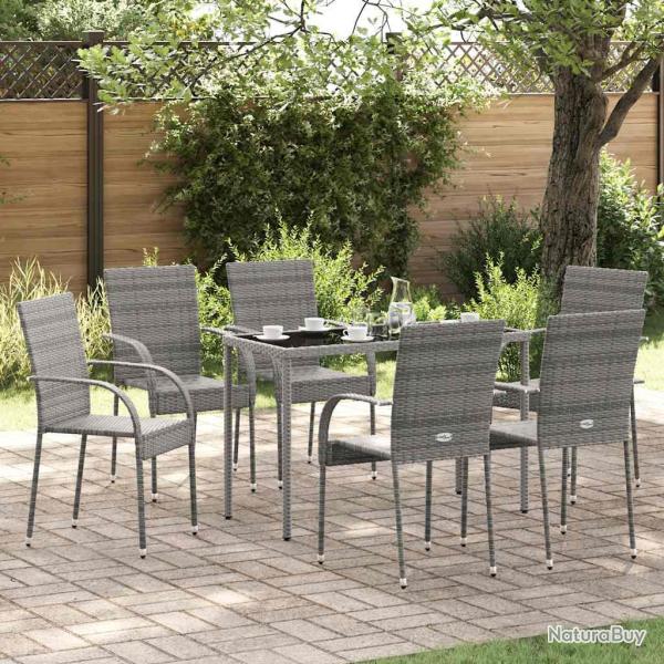 Chaises empilables d'ext�rieur lot de 6 Gris R�sine tress�e