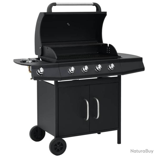 Barbecue � gaz 4+1 zones de cuisson Noir Acier