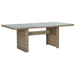 Table &agrave; manger Marron 200x100x74 cm Verre et r&eacute;sine tress&eacute;e