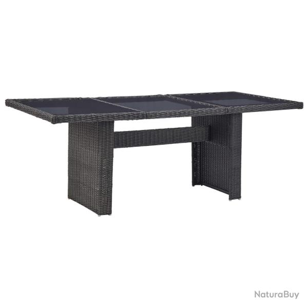 Table � manger Noir 200x100x74 cm Verre et r�sine tress�e