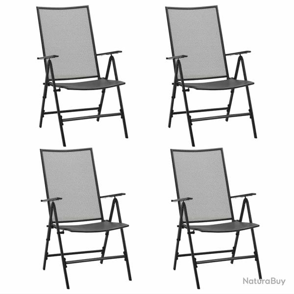 Chaises pliables en maille lot de 4 Acier Anthracite