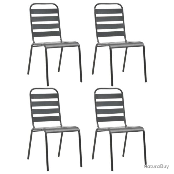 Chaises d'ext�rieur lot de 4 Design � lattes Acier Gris fonc�