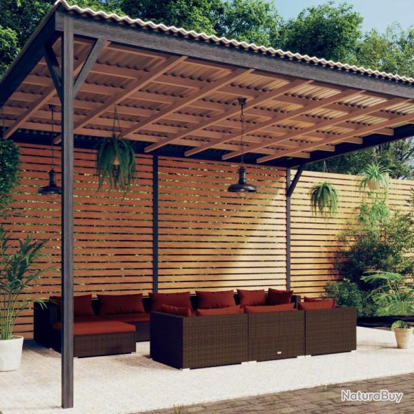 Salon de 10 pcs avec coussins Marron R�sine tress�e