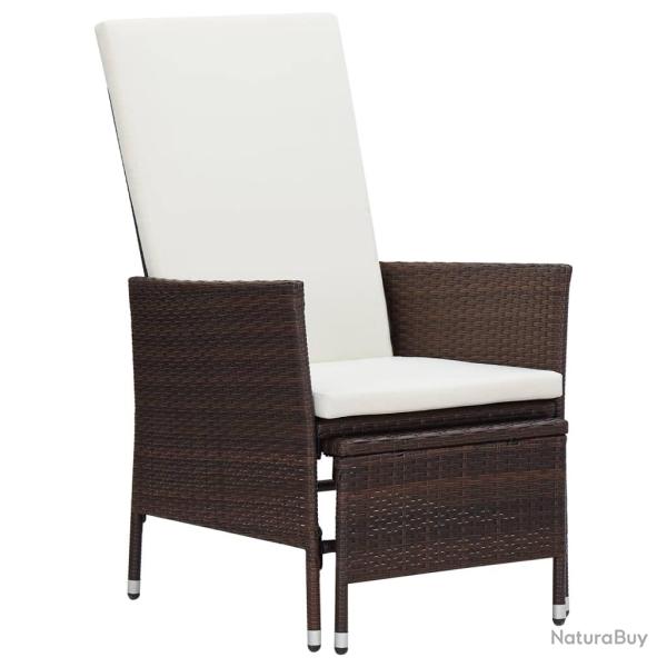 Chaise inclinable de avec coussins R�sine tress�e Marron