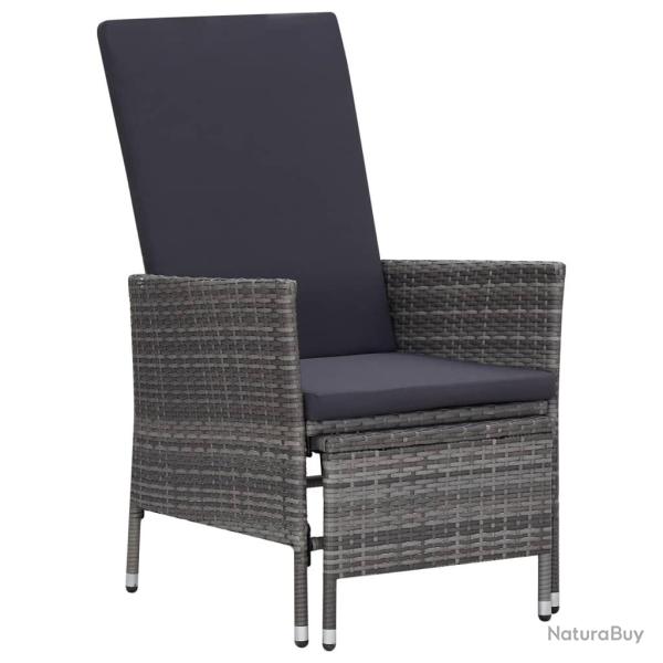 Chaise inclinable de avec coussins R�sine tress�e Gris