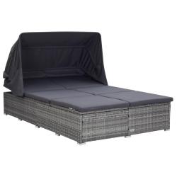 Transat &agrave; 2 places avec coussin R&eacute;sine tress&eacute;e Gris