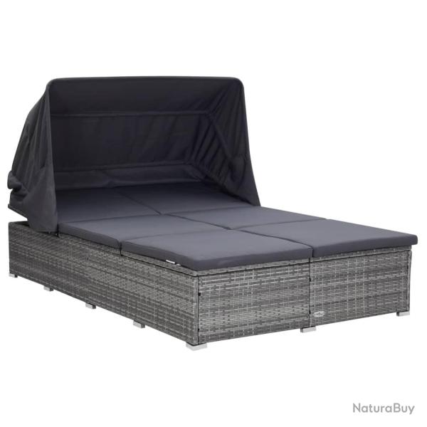 Transat � 2 places avec coussin R�sine tress�e Gris
