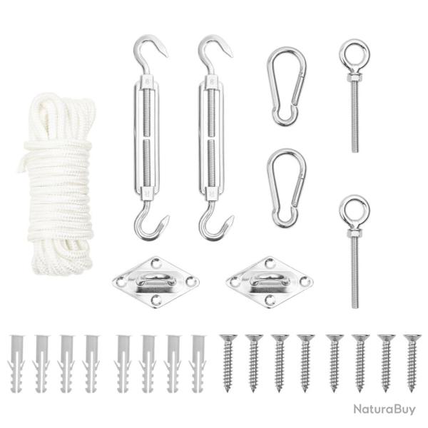 Jeu d'accessoires de voile d'ombrage 9 pcs Acier inoxydable