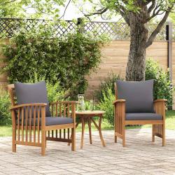 Chaises de avec coussins lot de 2 Bois d'acacia massif