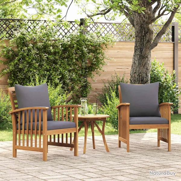 Chaises de avec coussins lot de 2 Bois d'acacia massif