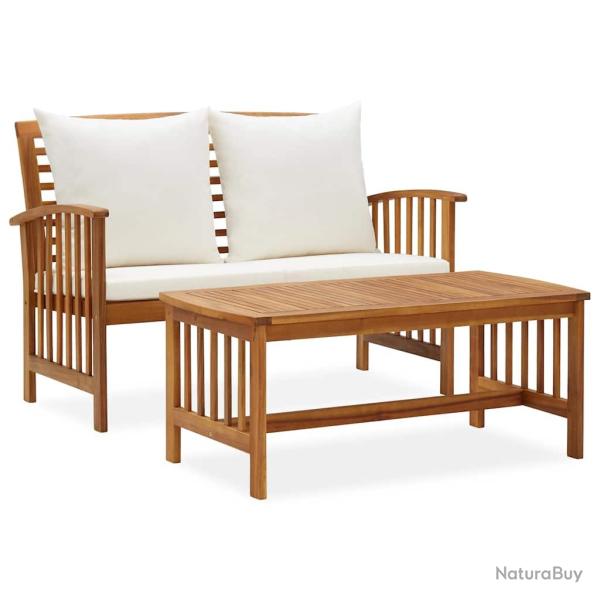 Salon 2 pi�ces avec coussins, en bois d'acacia solide