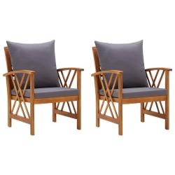 Chaises de avec coussins lot de 2 Bois d'acacia massif
