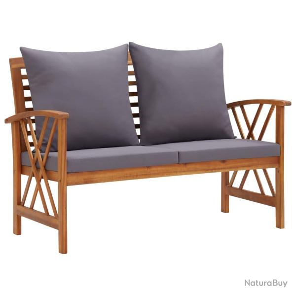 Banc de avec coussins 119 cm Bois solide d'acacia