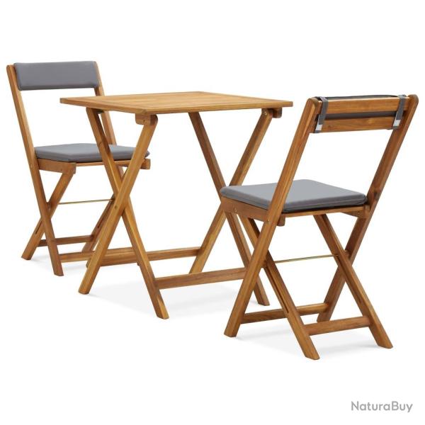 | Salon de | Pliable 2 pcs Coussins gris fonc� Bois chaud