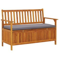 Banc de rangement en bois d'acacia solide, pour la terrasse, 120 cm