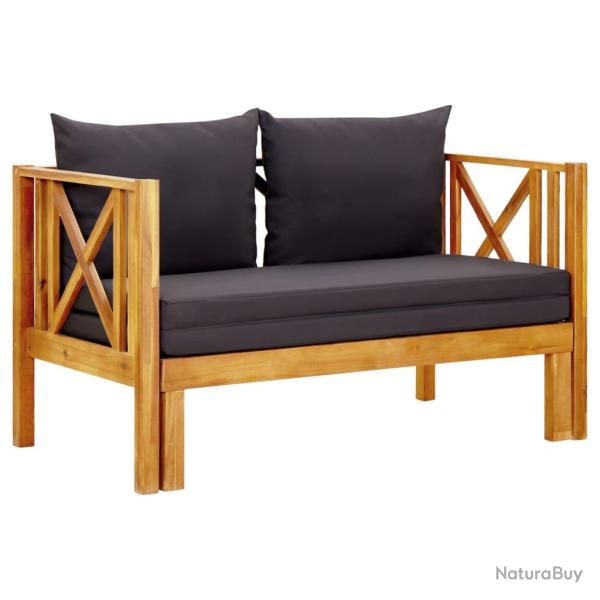 Banc de 2 places et coussins 122 cm Bois d'acacia massif