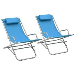 Chaises &agrave; bascule lot de 2 Acier Bleu