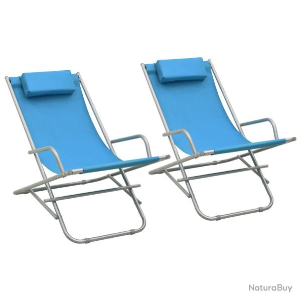 Chaises � bascule lot de 2 Acier Bleu