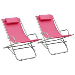 Chaises &agrave; bascule lot de 2 Acier Rose
