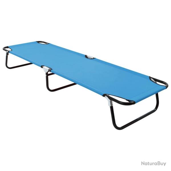 Chaise longue pliable acier bleu turquoise