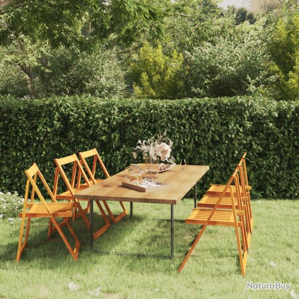 Chaises pliables de lot de 6 Bois d'acacia massif