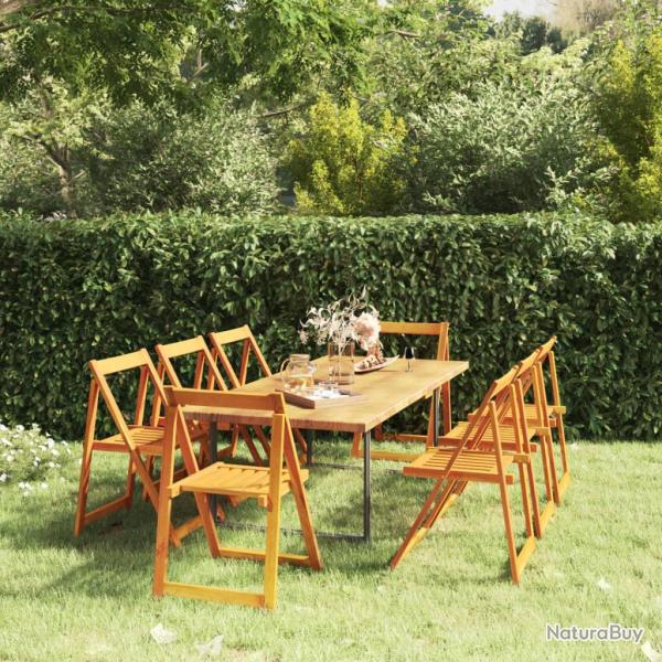 Chaises pliables de lot de 8 Bois d'acacia massif