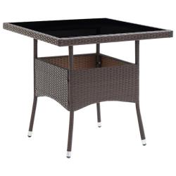 Table de salle &agrave; manger de Marron R&eacute;sine tress&eacute;e