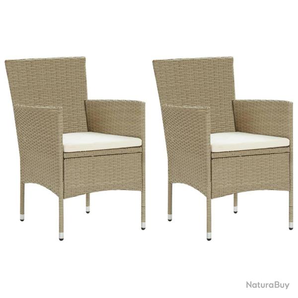 Chaises manger de lot de 2 R�sine tress�e Beige