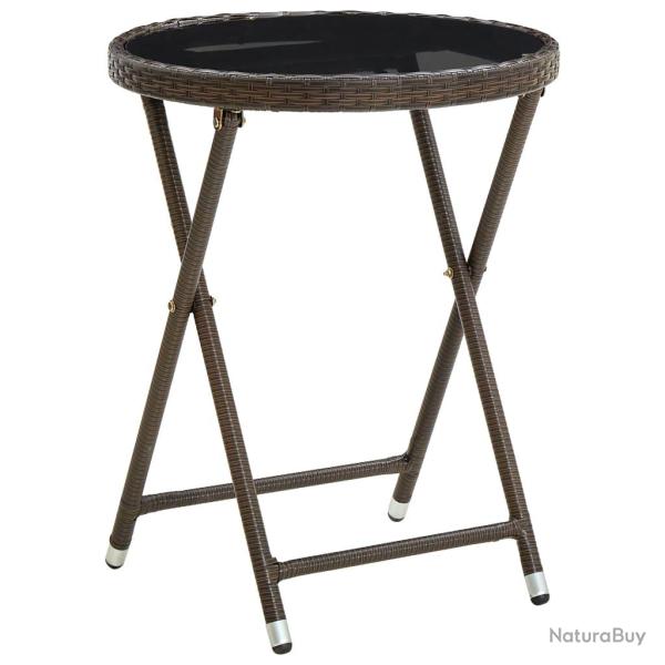 Table � th� Marron 60 cm R�sine tress�e et verre tremp�
