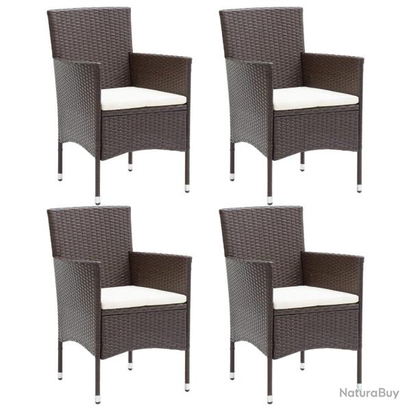 Chaises � manger de lot de 4 R�sine tress�e Marron