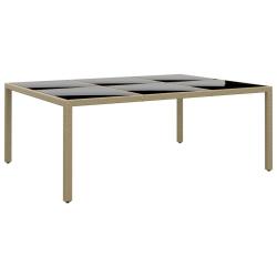 Table de 200x150x75 cm Verre tremp&eacute;/r&eacute;sine tress&eacute;e Beige