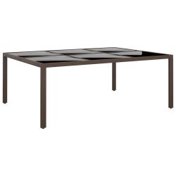 Table de avec dessus en verre Marron 200x150x75 cm Rotin