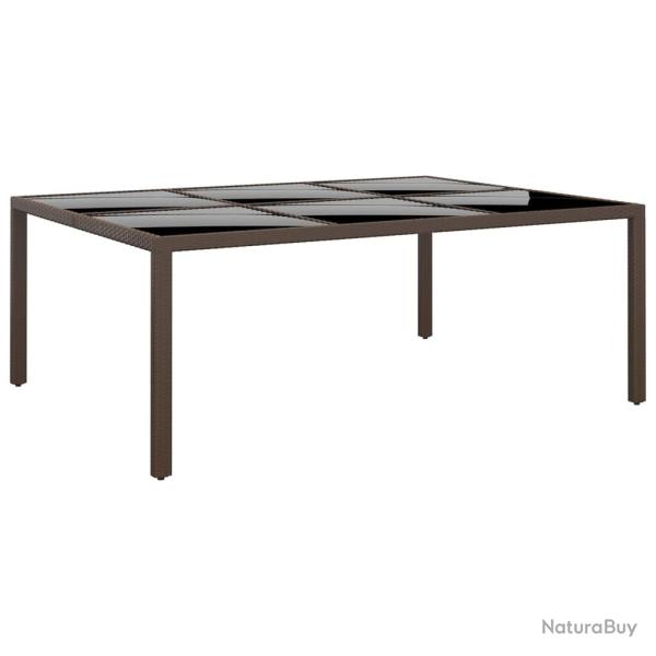 Table de avec dessus en verre Marron 200x150x75 cm Rotin