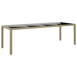 Table avec dessus en verre beige, en r&eacute;sine tress&eacute;e, pour le salon