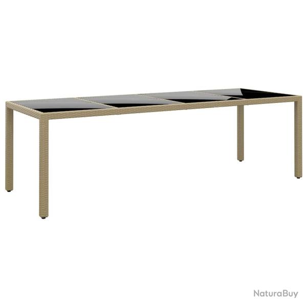 Table avec dessus en verre beige, en r�sine tress�e, pour le salon