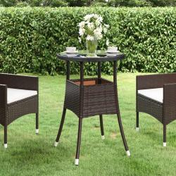 Table de &Oslash;60x75 cm Verre tremp&eacute;/r&eacute;sine tress&eacute;e Marron