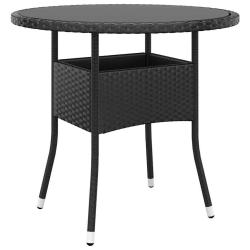 Table de &Oslash;80x75 cm Verre tremp&eacute;/r&eacute;sine tress&eacute;e Noir