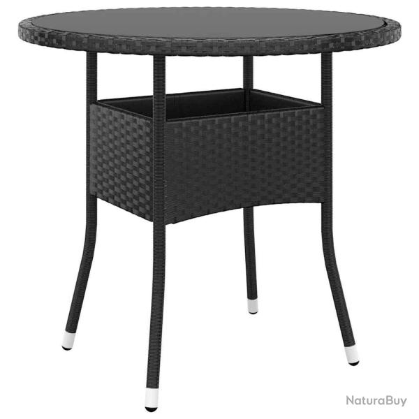 Table de �80x75 cm Verre tremp�/r�sine tress�e Noir