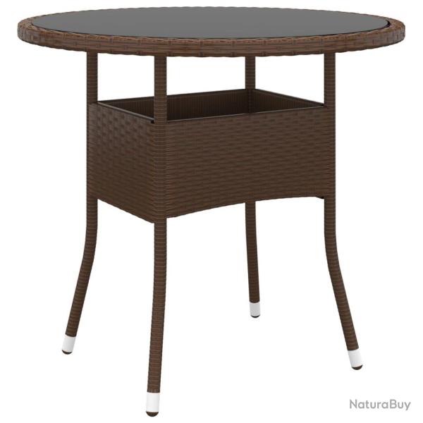 Table de �80x75 cm Verre tremp�/r�sine tress�e Marron