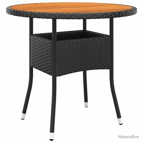 Table de �80x75 cm R�sine tress�e et bois d'acacia Noir
