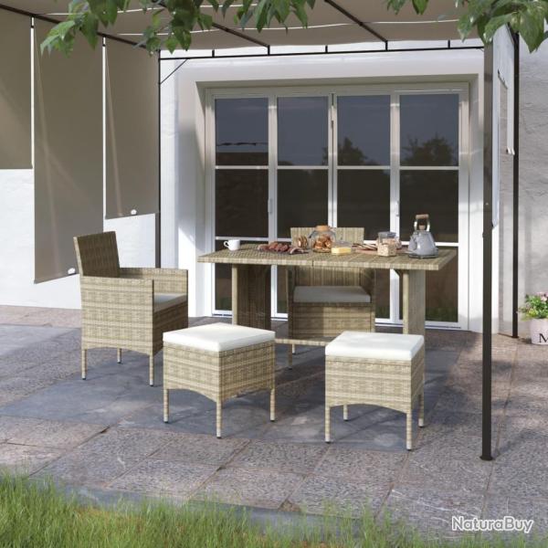Jeu de chaise et tabouret de 4 pcs R�sine tress�e Beige
