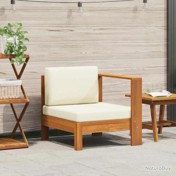 Canap� central avec 1 accoudoir Blanc cr�me Acacia solide