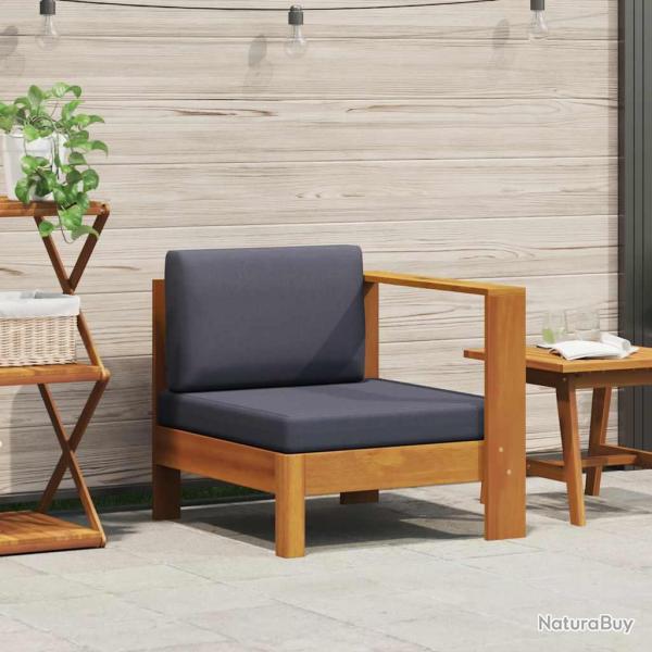 Canap� central avec 1 accoudoir Gris fonc� Acacia solide