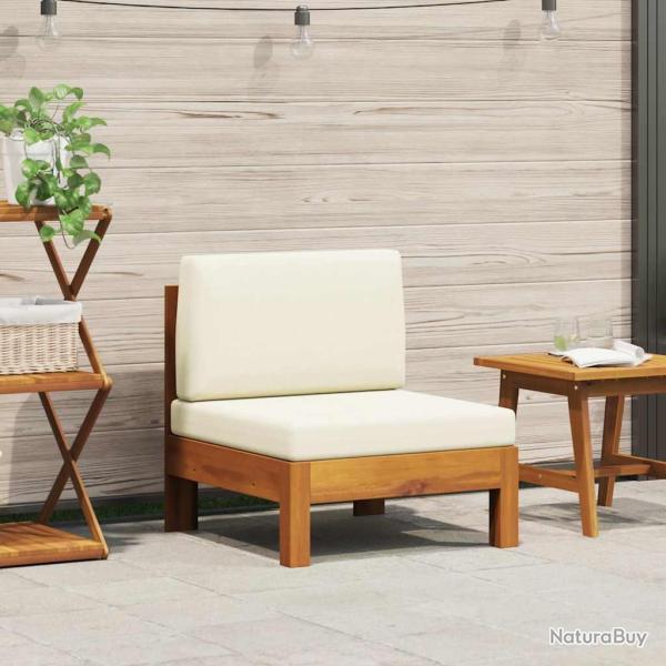 Canap� central avec coussins blanc cr�me Bois d'acacia solide