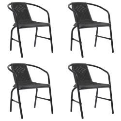 Chaises de lot de 4 Rotin plastique et acier 110 kg
