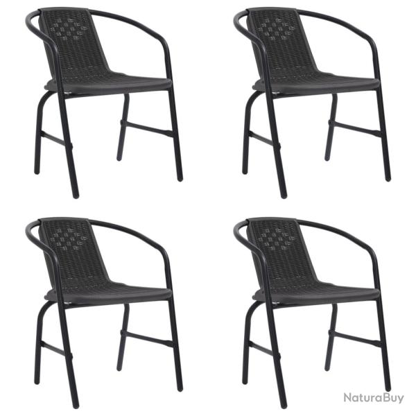 Chaises de lot de 4 Rotin plastique et acier 110 kg